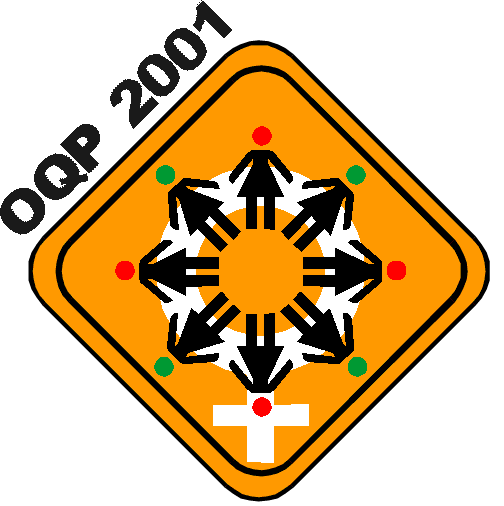 Logo des Amères Noëlles: sur fond d'un panneau de signalisation routière, un cercle de bonfemmes allumettes, le cercle est sur le symbole des femmes.